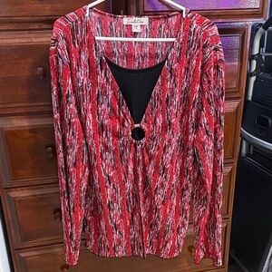 Ladelle Women's Red and Black Patterned Blouse